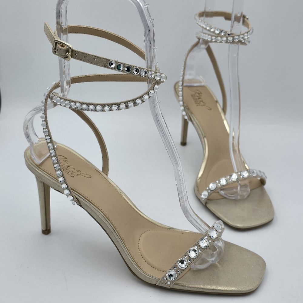 Jewel Badgley Mischka Hosana Sexy Stiletto w/ Gemstone-Studded Wraparound Straps